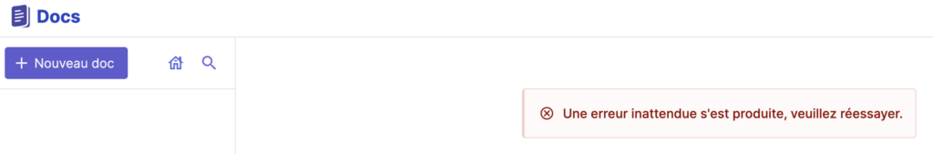 Message d'erreur La suite - Docs
