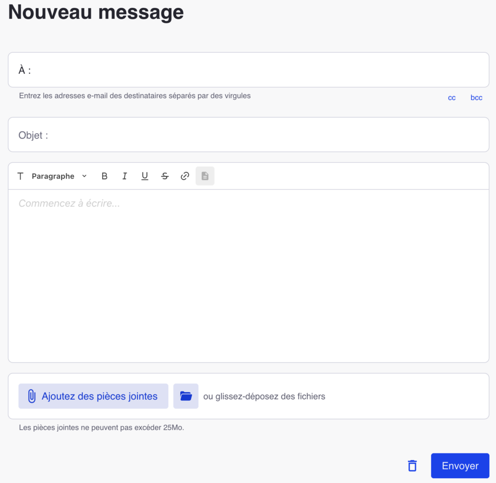 ecrire nouveau message LaSuite mail messagerie mosacloud souverain
