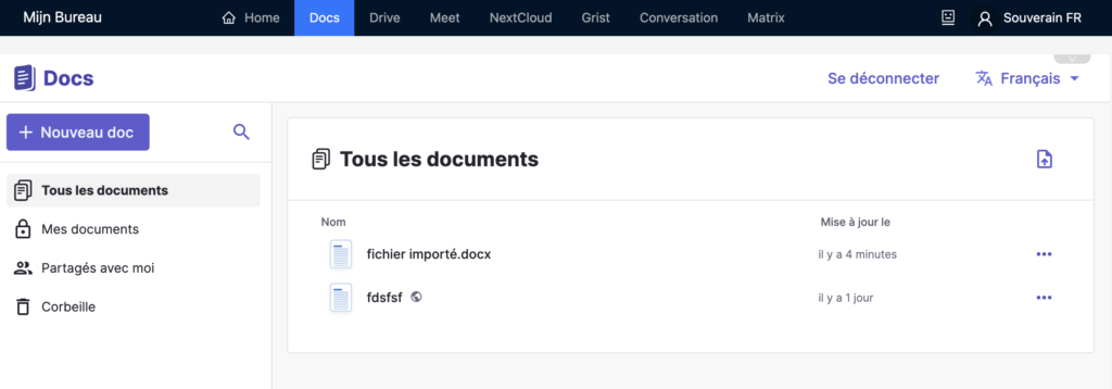 Mijn Bureau docs lasuite souverain