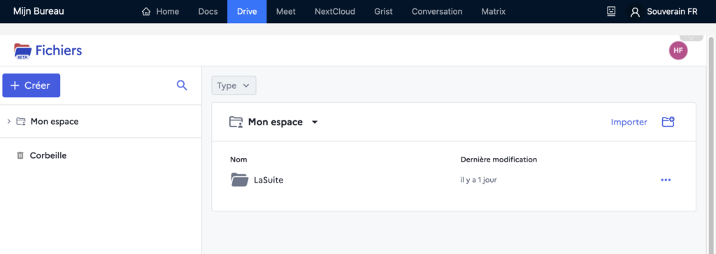 Mijn Bureau fichiers lasuite sourverain