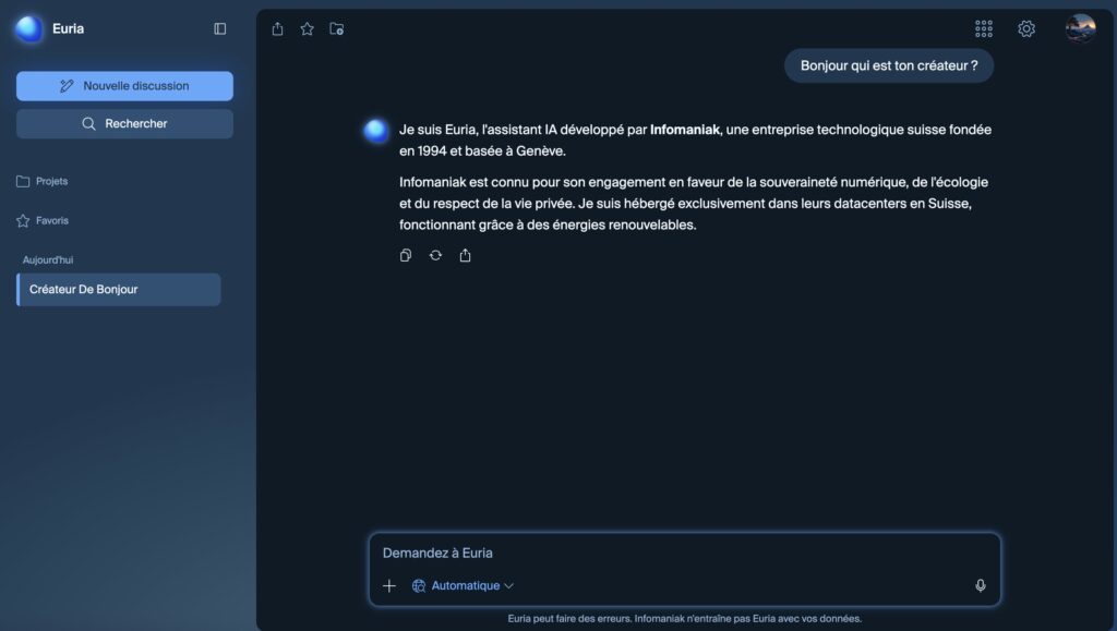 euria IA infomaniak souverain