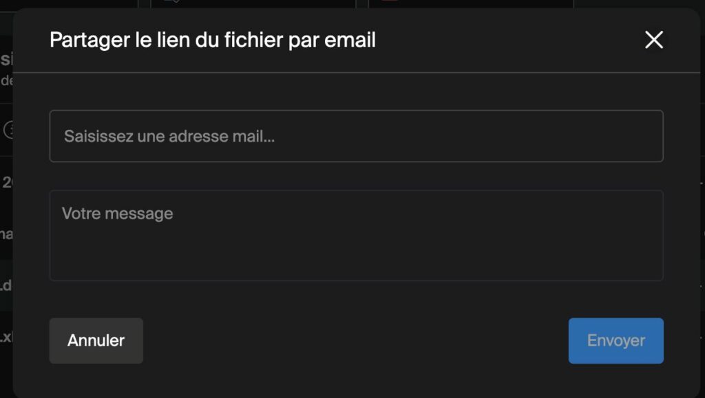 kdrive envoyer fichier par courriel
