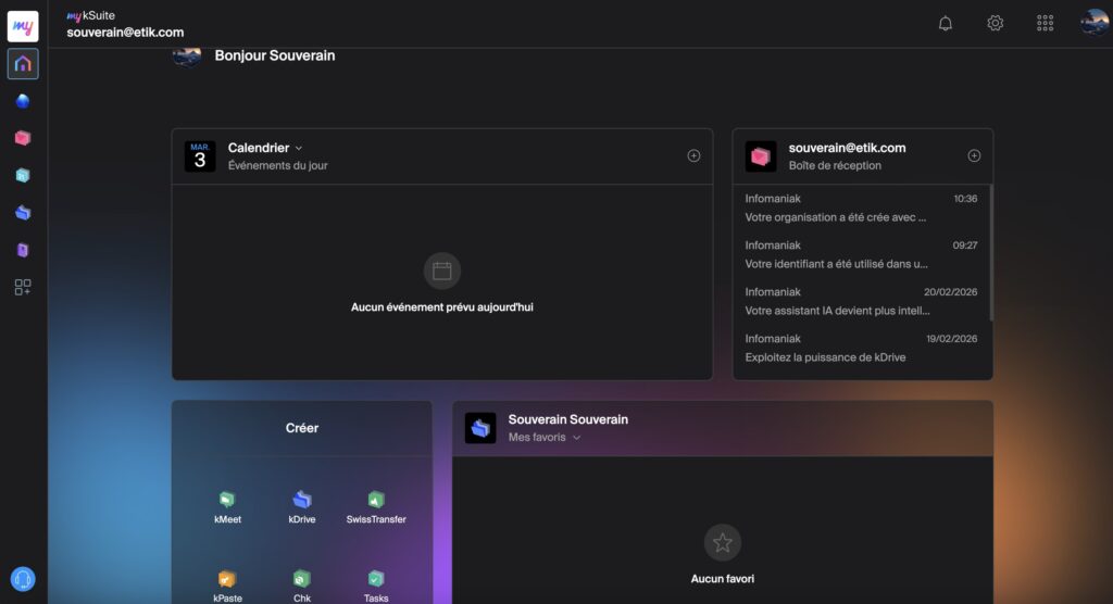 ksuite dashboard souverain