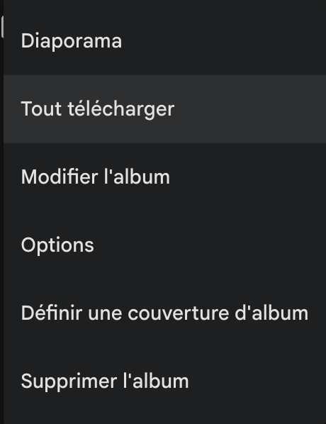 Interface de Google Photos