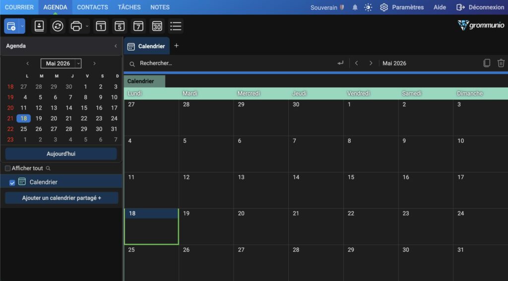calendrier grommunio souverain
